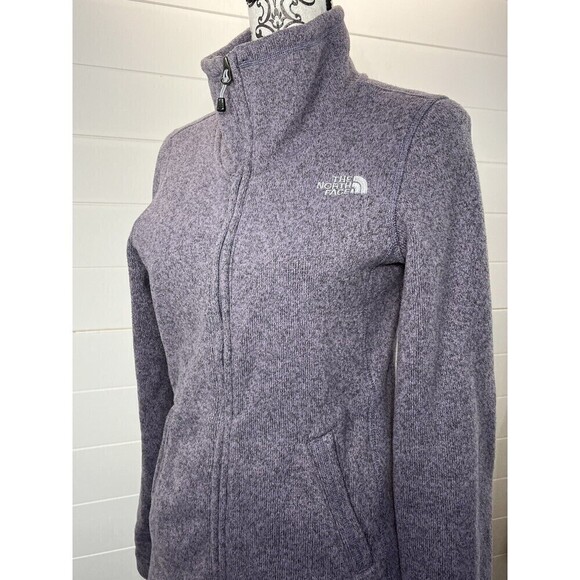 The North Face Knit Fleece Jacket Womens Lavender S Zip Front Pockets CorpCore - Picture 2 of 13